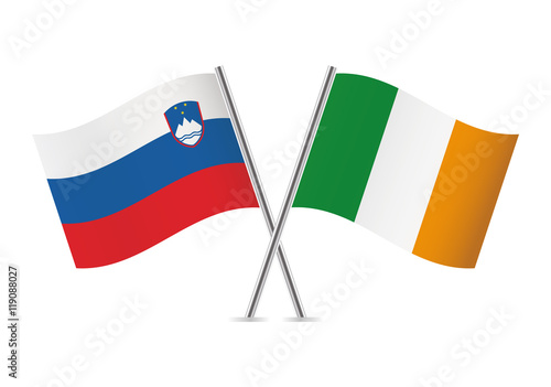 Slovenian and Irish flags. Vector illustration.