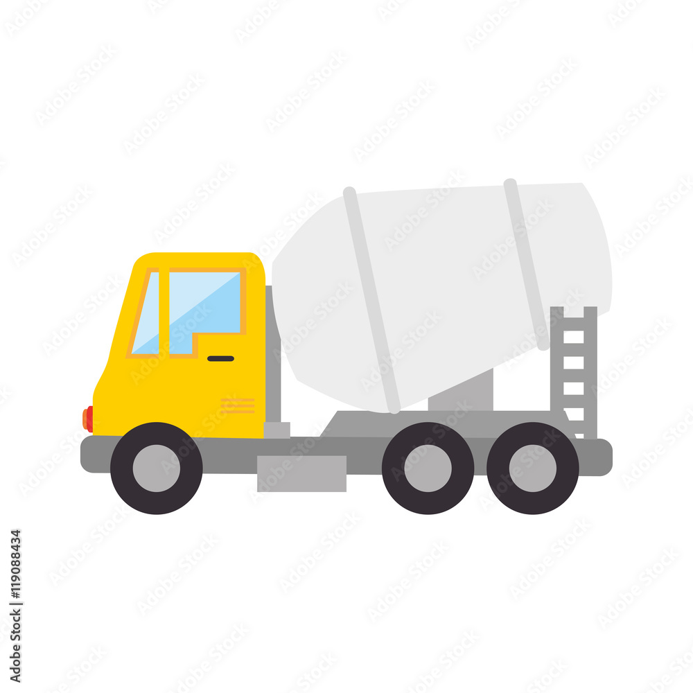 mixer truck construction concrete vehicle industry vector illustration