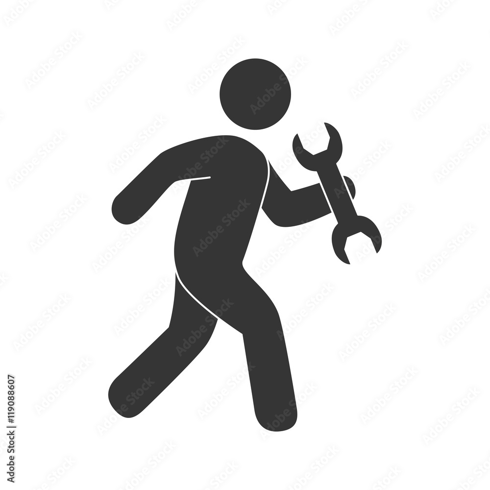 worker construction man with wrench tool builder building vector illustration worker construction man with wrench tool builder building vector illustration