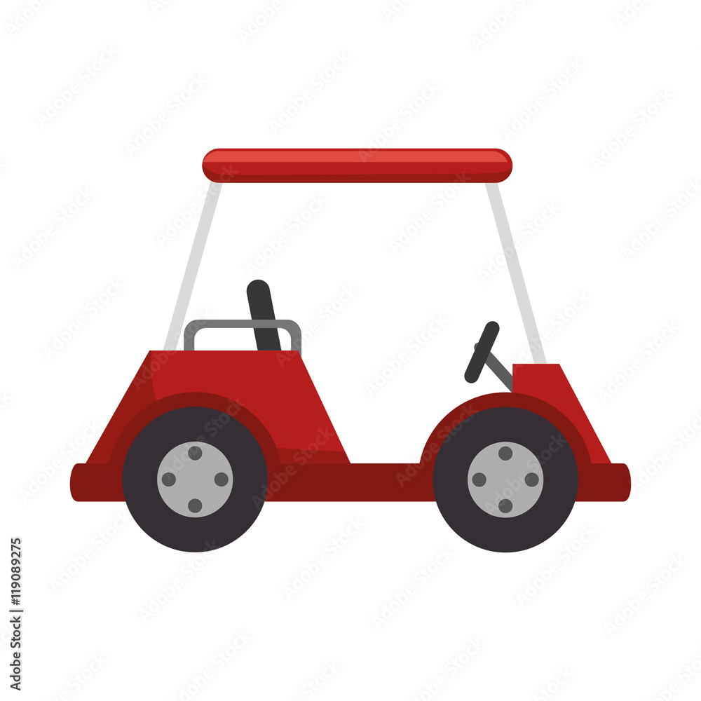 golf car vehicle red auto transport sport game vector illustration
