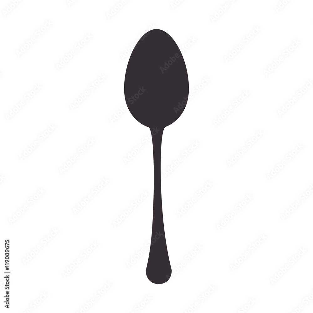 kitchen spoon cutlery utensil silverware food silhouette vector illustration - obrazy, fototapety, plakaty 