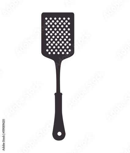 kitchen turner splotted utensil silverware food silhouette vector illustration