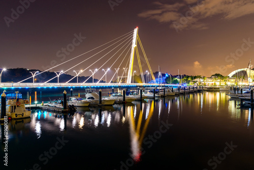 Keppel Bay bridge at night, Singapore