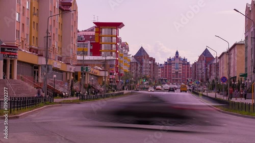 Timelapse shot of street in Salekhard