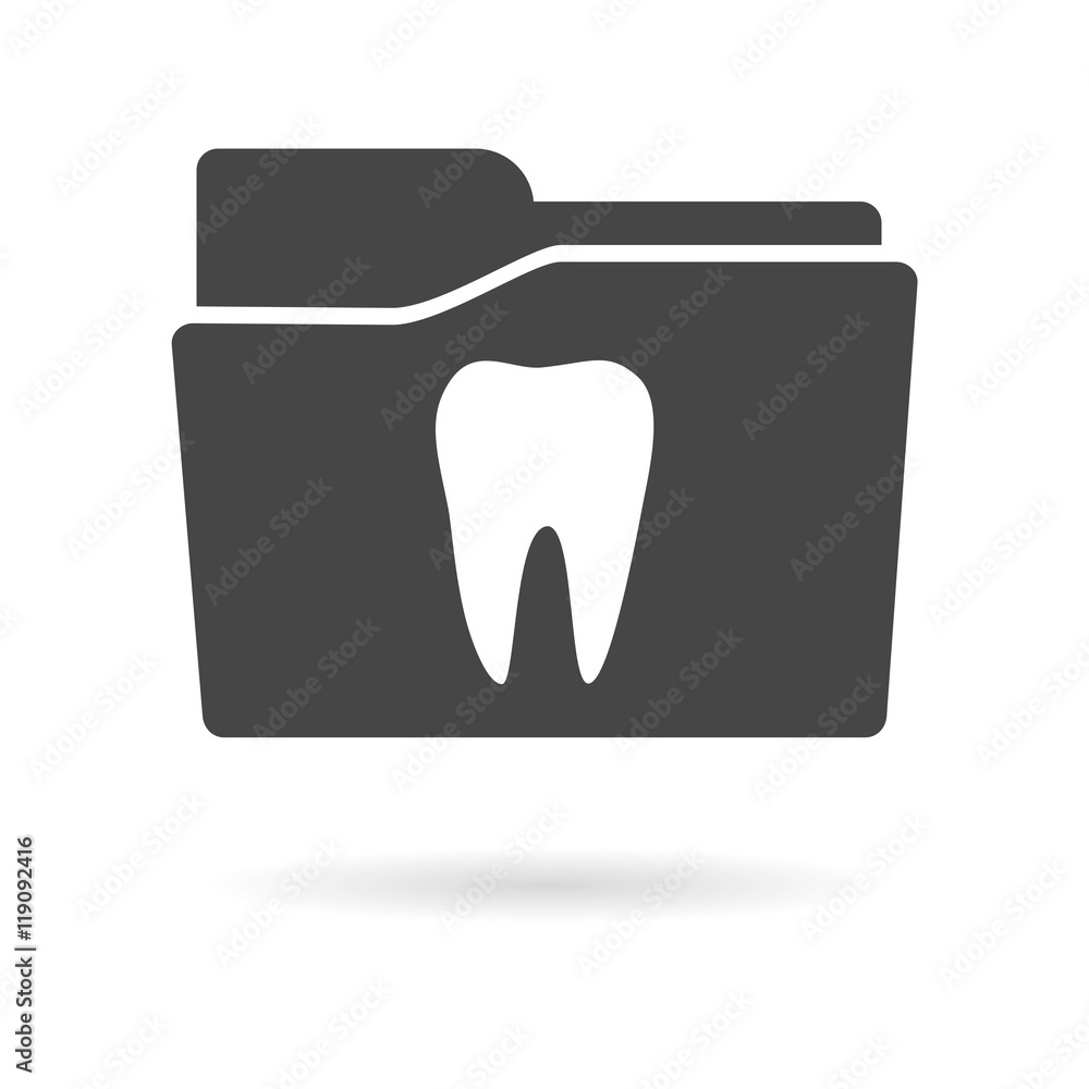 Isolated file folder icon with a tooth Isolated file folder icon with a tooth