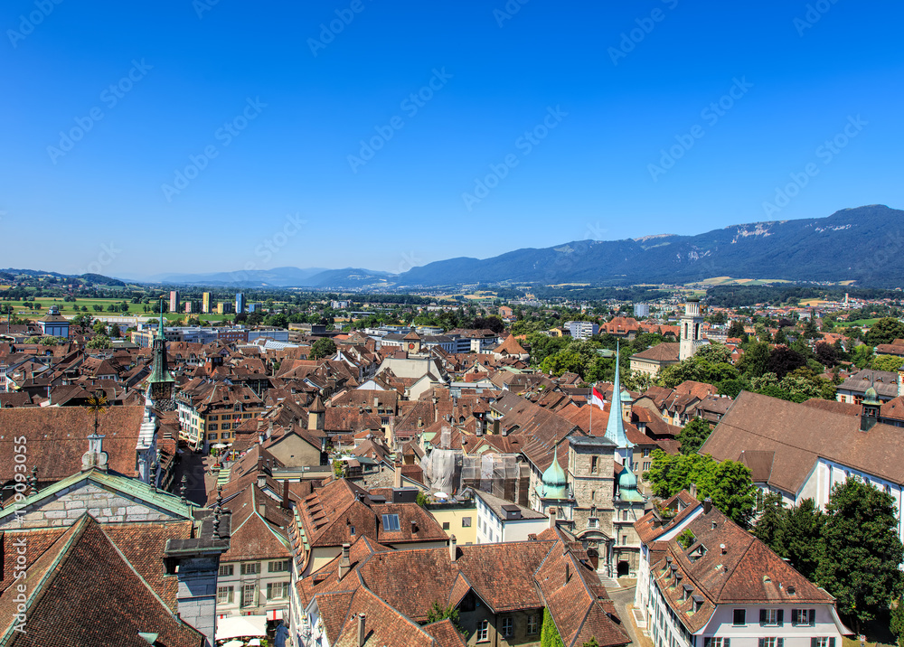 View from the tower of the St. Ursus Cathedral in Solothurn, Switzerland