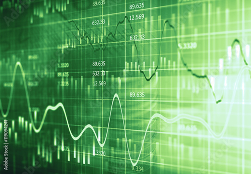Financial data on a monitor