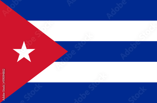 Vector flat style Republic of Cuba state flag. Official design of Cuba national flag. Symbol with horizontal stripes, triangle and star emblem. Independence day, holiday, button, background clip art