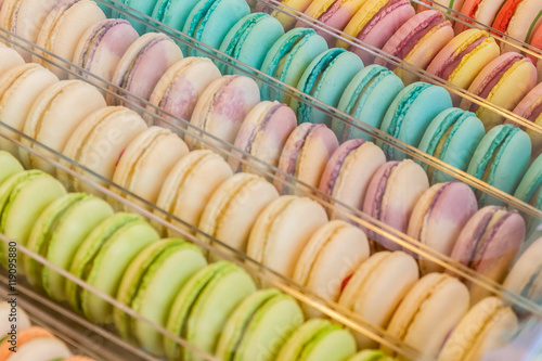 Set of different french cookies macaroons macaroons in a paper b