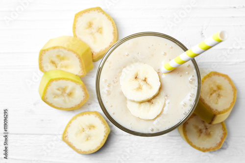 Canvas Glass of banana smoothie