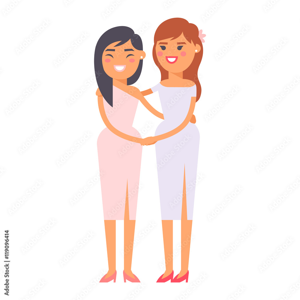 Wedding lesbian couples vector characters Wedding lesbian couples vector characters
