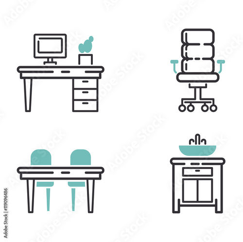 Furniture icons vector illustration.