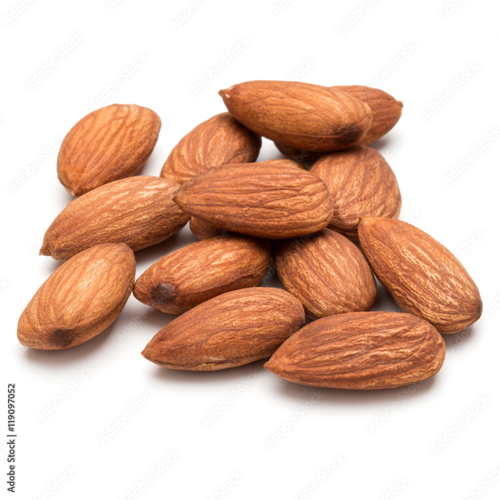 almond nuts isolated on white background close up almond nuts isolated on white background close up