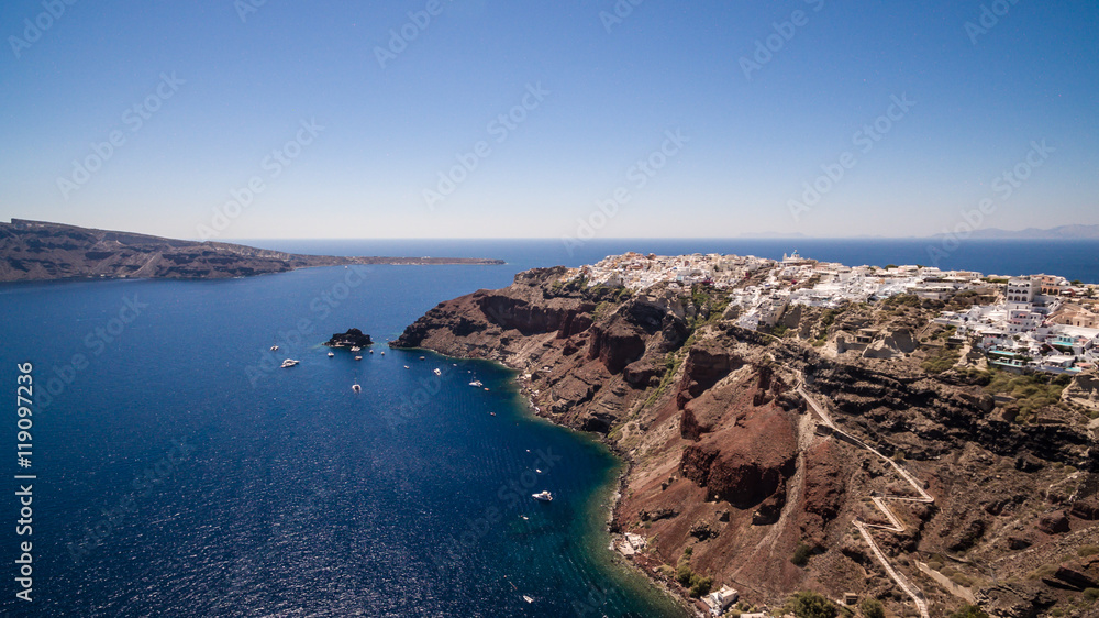Aerial view of Oia, Santorini