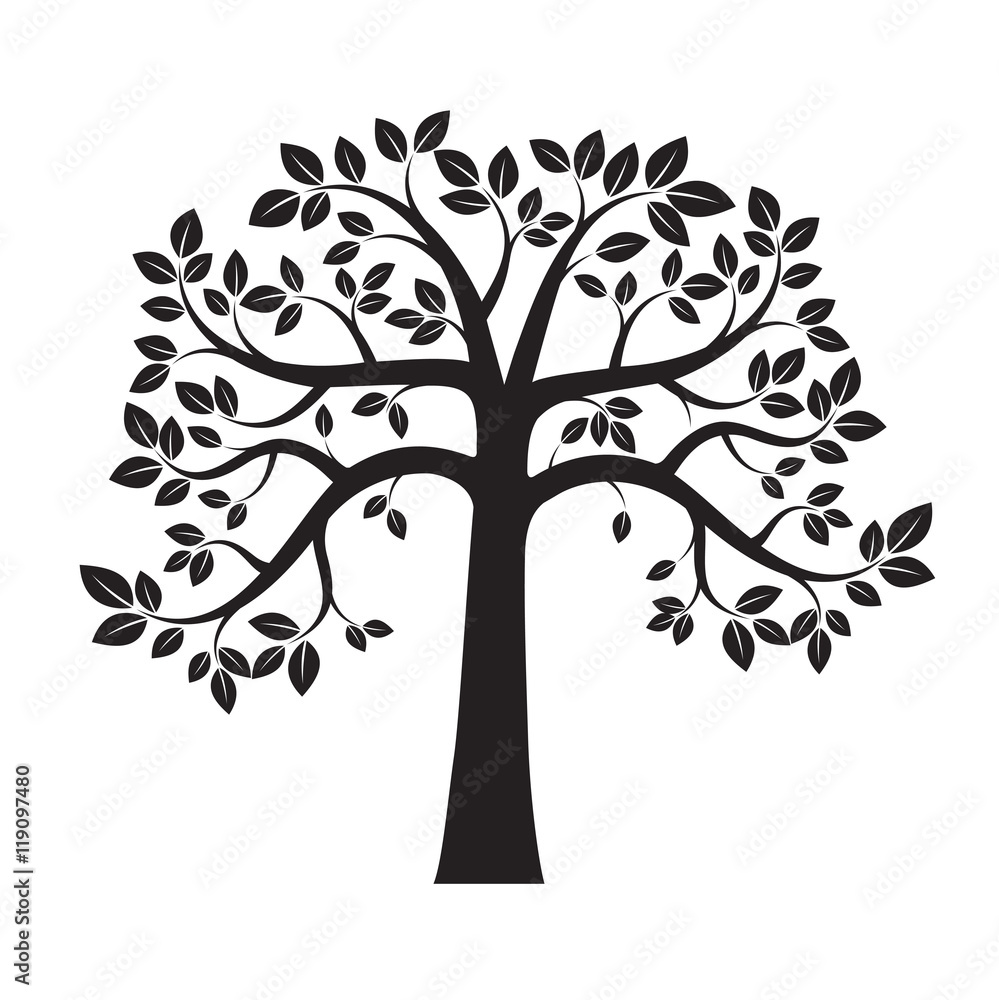 Obraz premium Shape of Black Tree. Vector Illustration.