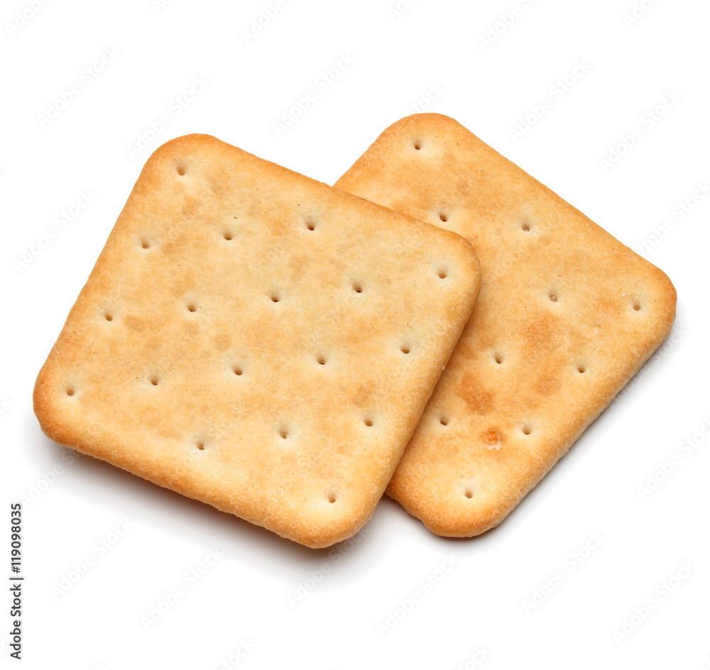 Dry cracker cookies isolated on white background cutout Dry cracker cookies isolated on white background cutout