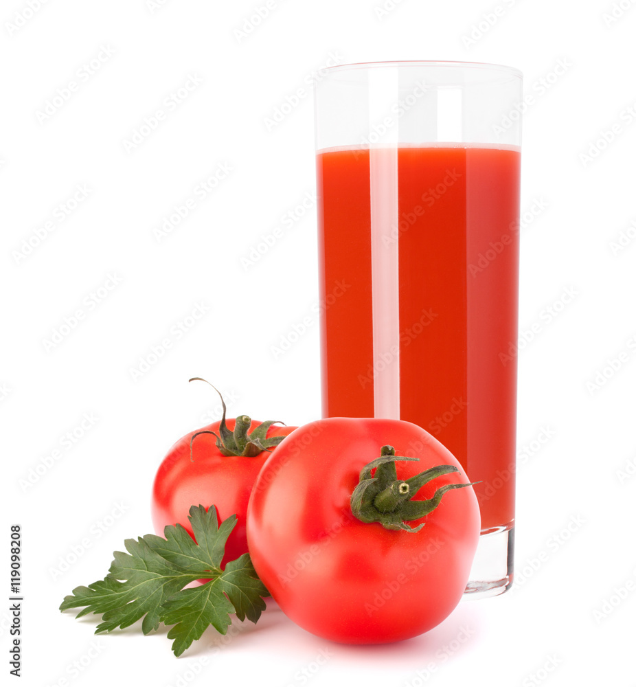 Tomato vegetable juice in glass Tomato vegetable juice in glass