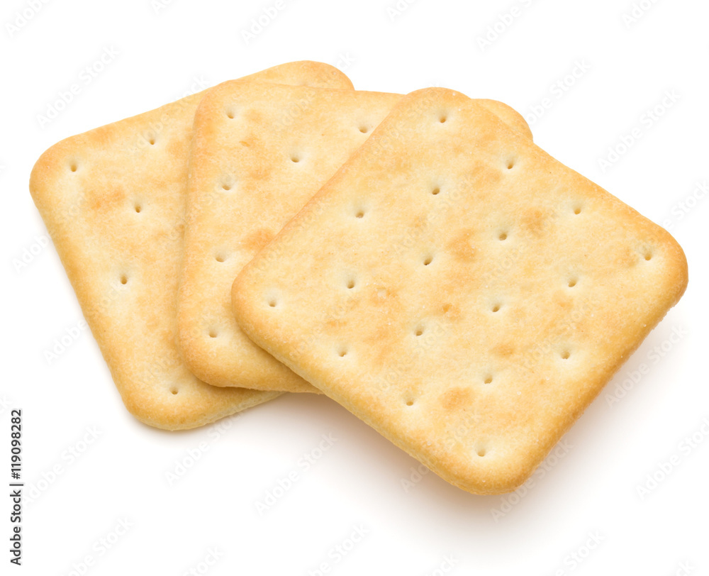 Dry cracker cookies isolated on white background cutout Dry cracker cookies isolated on white background cutout