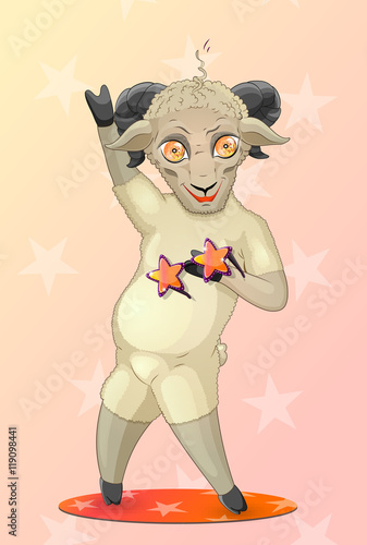 Disco fun crazy sheep illustration  happy club dance  freehand drawing doodles vector illustration