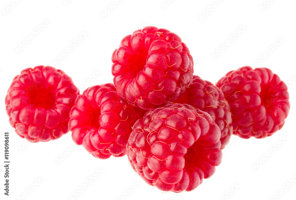 ripe raspberries isolated on white background close up ripe raspberries isolated on white background close up