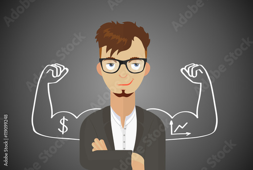 Successful businessman, financial officer or manager, flat design, vector illustration