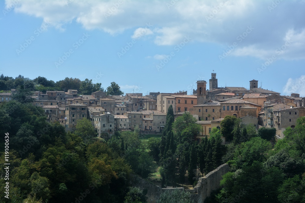 View of a district of Volterra in Italy