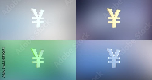 Animated Japanese yen 3d Icon Loop Modules for edit with alpha matte
 photo