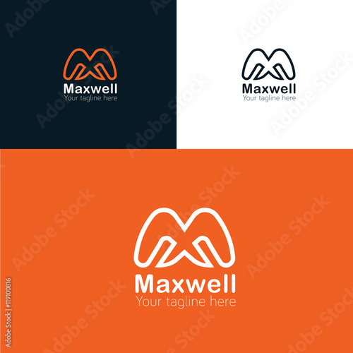 M letter minimalistic logo design photo