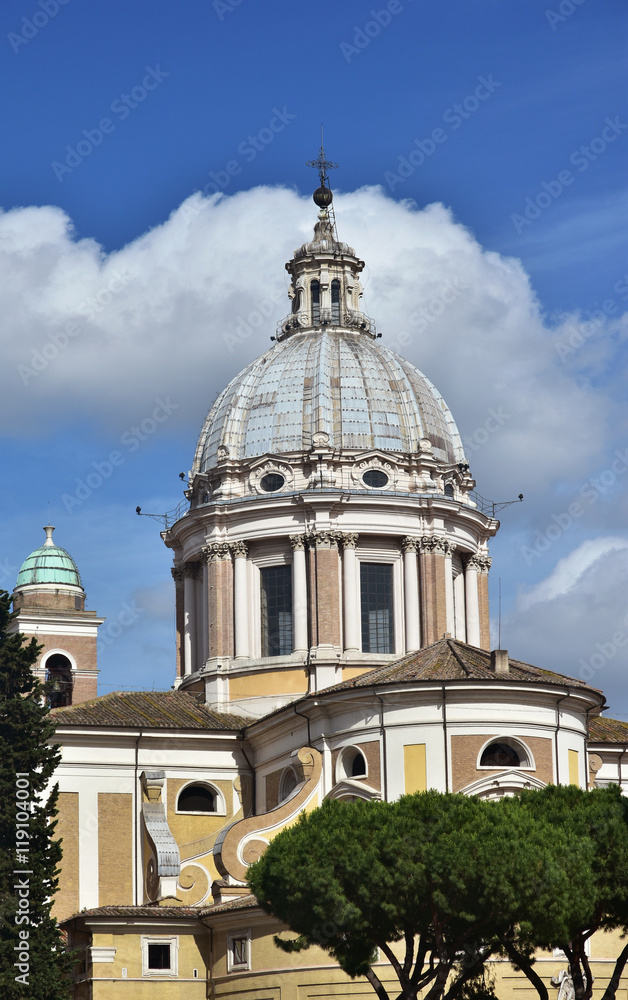 San Carlo al Corso beautiful baroque dome, one of the biggest and highest in Rome