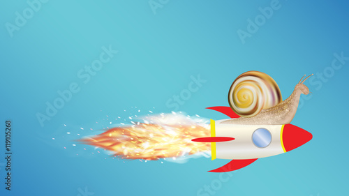 snail on a toy rocket