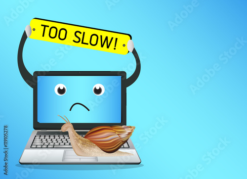 snail on a slow laptop