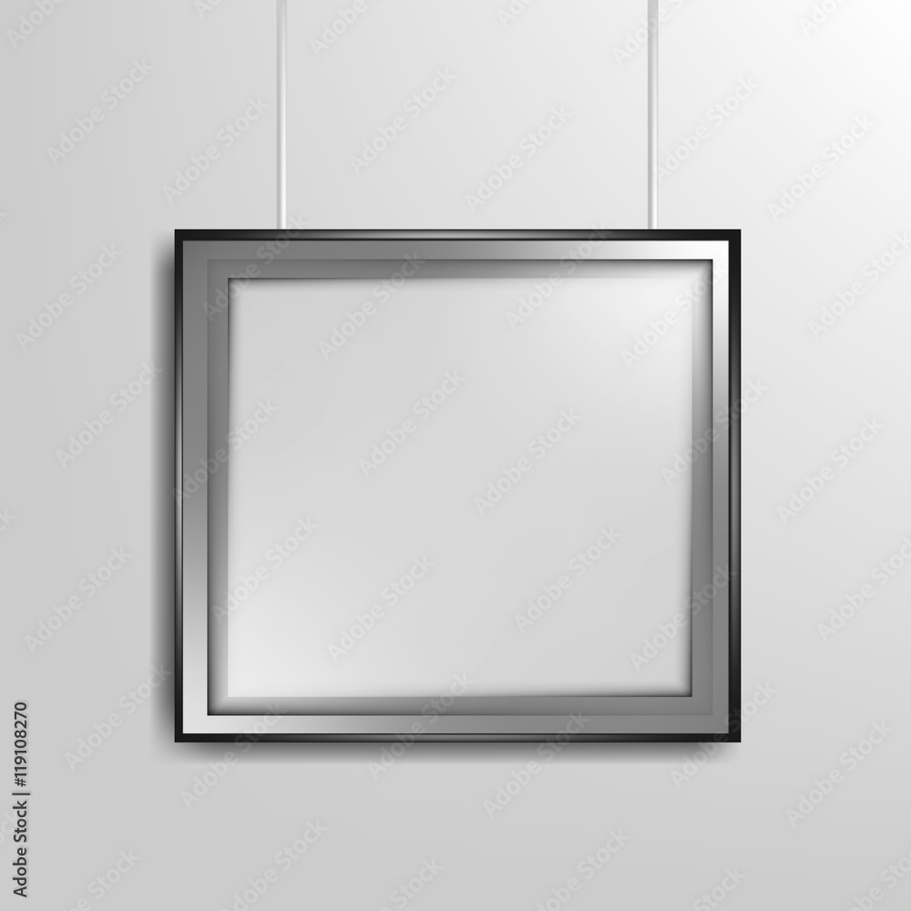 VECTOR: Blank Big Frame hanging on wall Mock-up template ready for design. VECTOR: Blank Big Frame hanging on wall Mock-up template ready for design.