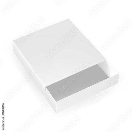 VECTOR PACKAGING: Open white gray packaging box, top view on isolated white background. Mock-up template ready for design.