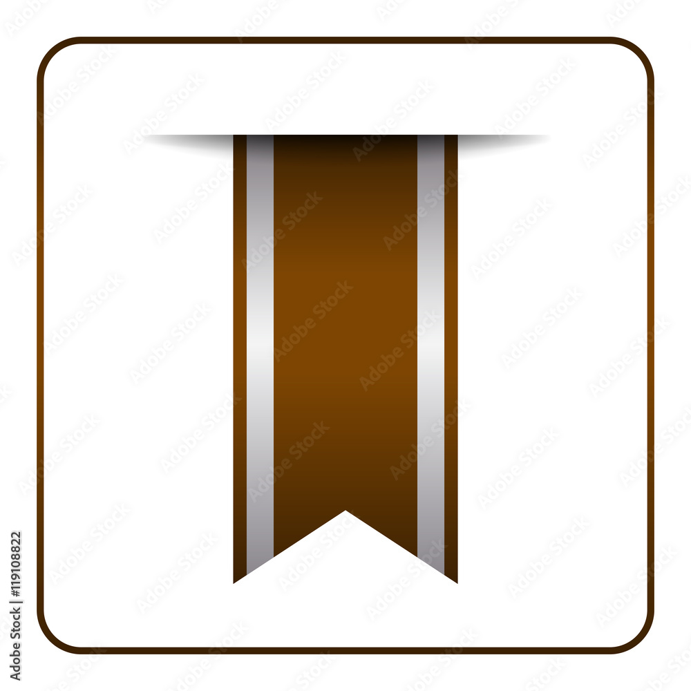 Brown bookmark banner. Vertical book mark isolated on white background. Color tag, label. Flag symbol, sign. Design element blank. Empty sticker for sale. Template icon decoration. Vector illustration Brown bookmark banner. Vertical book mark isolated on white background. Color tag, label. Flag symbol, sign. Design element blank. Empty sticker for sale. Template icon decoration. Vector illustration