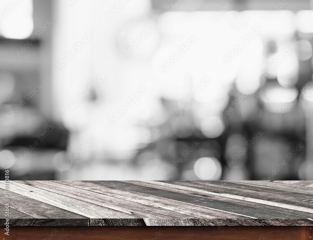 Empty grunge diagonal wood table top with black and white people Empty grunge diagonal wood table top with black and white people