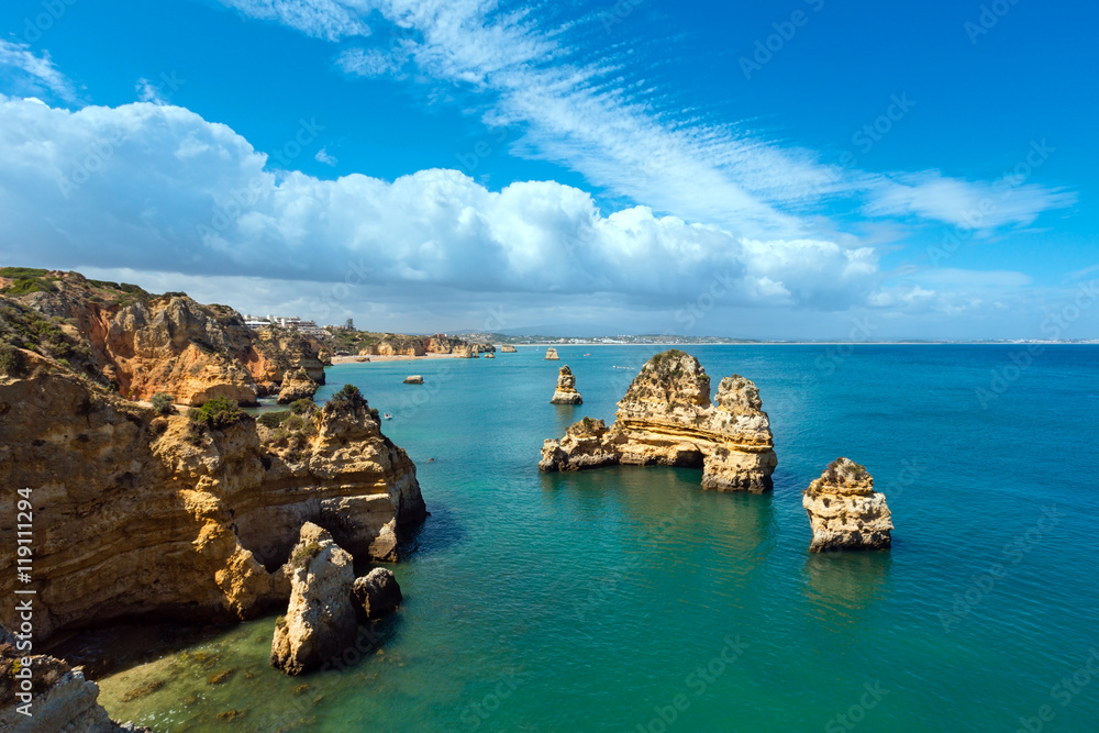 Group of rocks along coast (Algarve, Portugal).