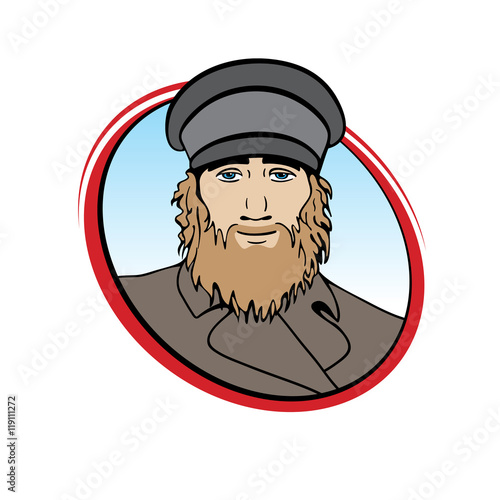 bearded man in retro clothing logo vector illustration