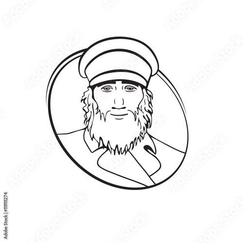 bearded man in retro clothing logo vector illustration