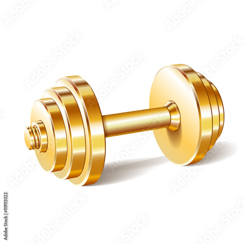 Golden realistic dumbbell