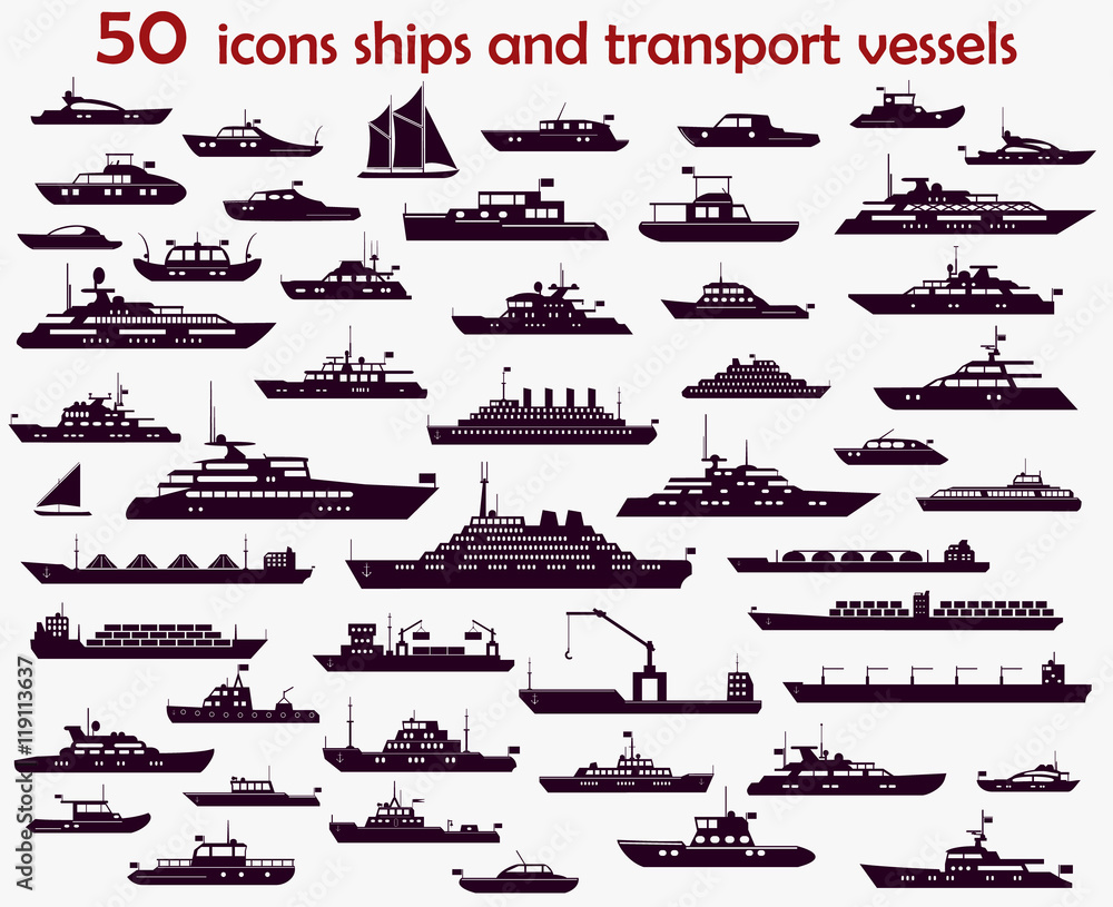 Fototapeta premium 50 vector icons ships