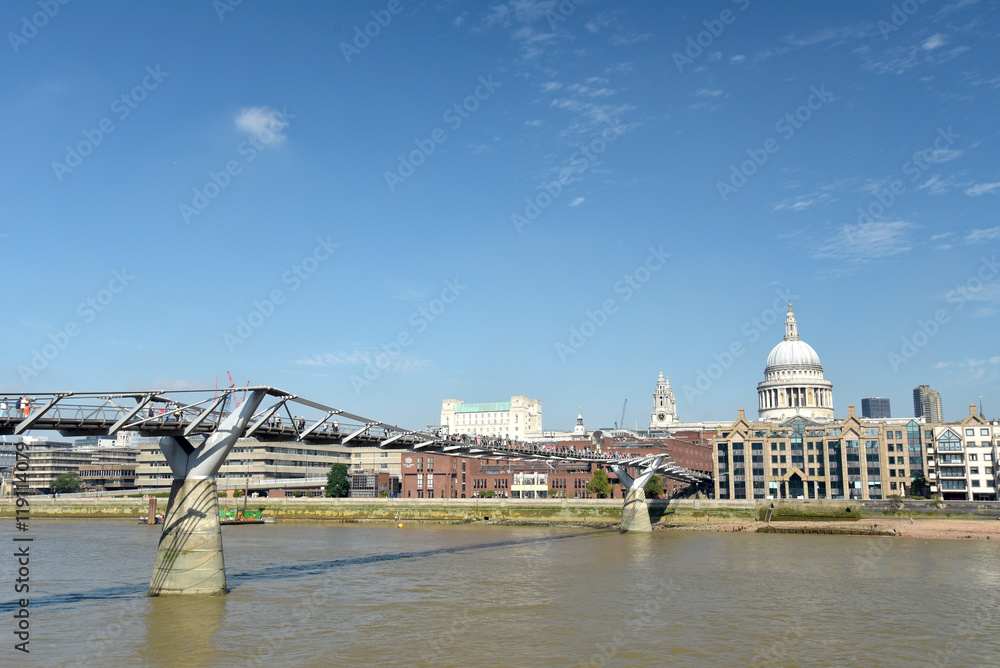 Millennium Bridge over River Thames in London
