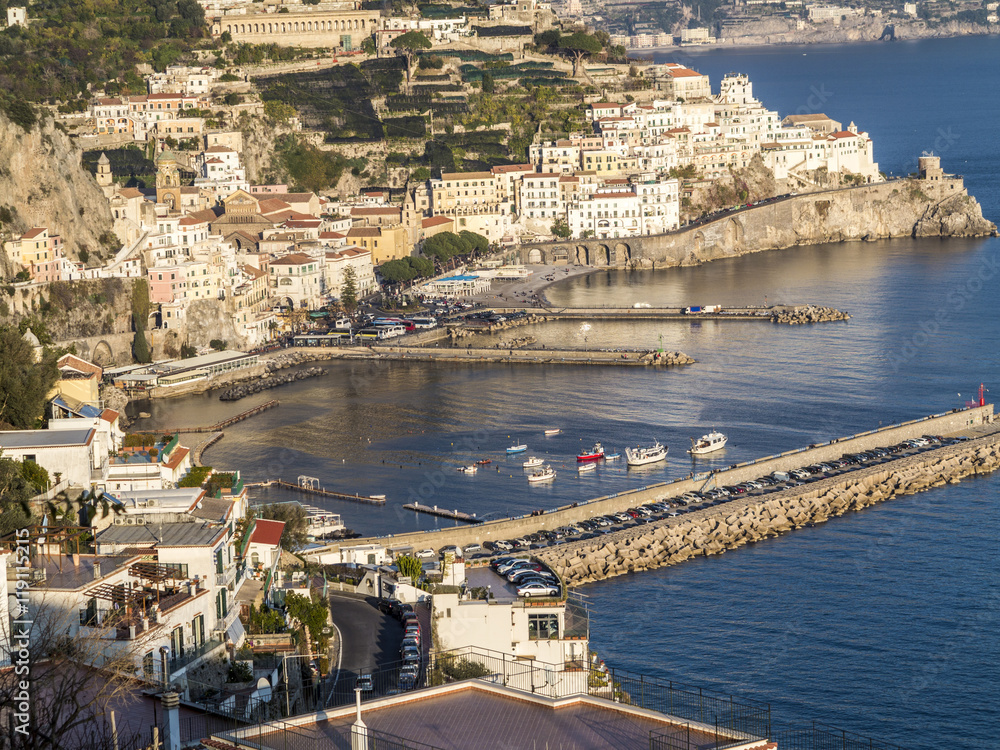 amazing view Sunny day in Amalfi. comune on the Amalfi Coast (Co
