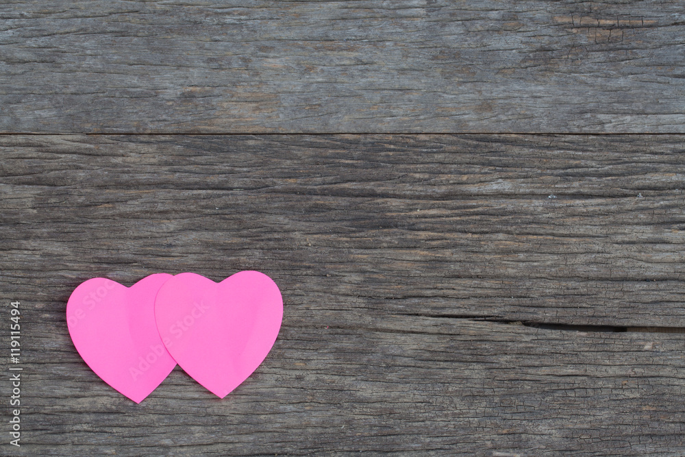 Valentines concept, Pink paper hearts on wooden Valentines concept, Pink paper hearts on wooden