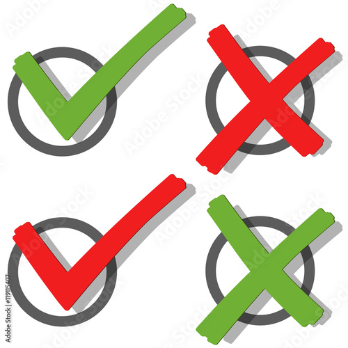red and green check mark and cross