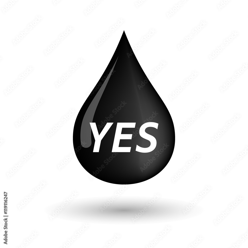 Isolated oil drop icon with the text YES Isolated oil drop icon with the text YES