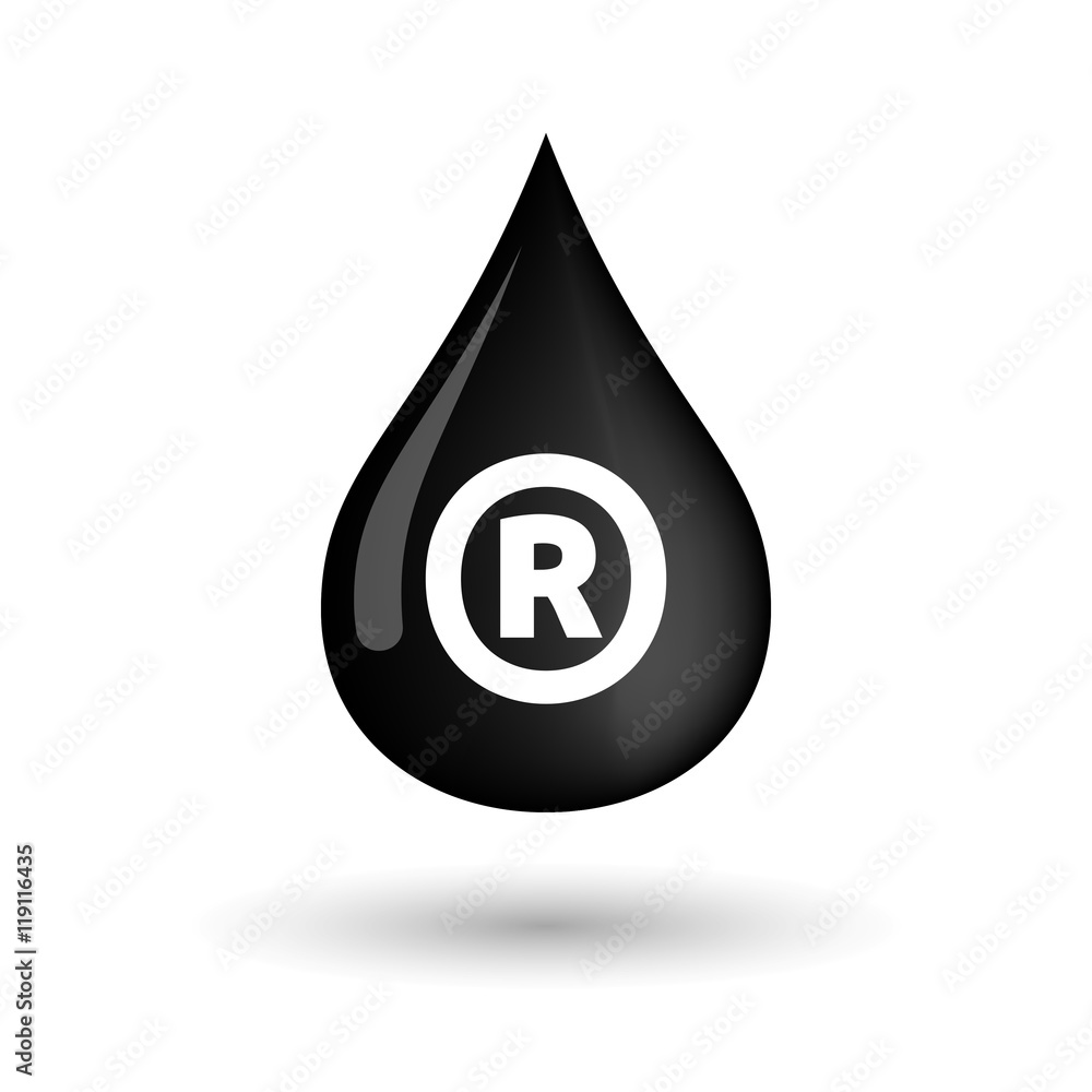 Isolated oil drop icon with the registered trademark symbol Isolated oil drop icon with the registered trademark symbol
