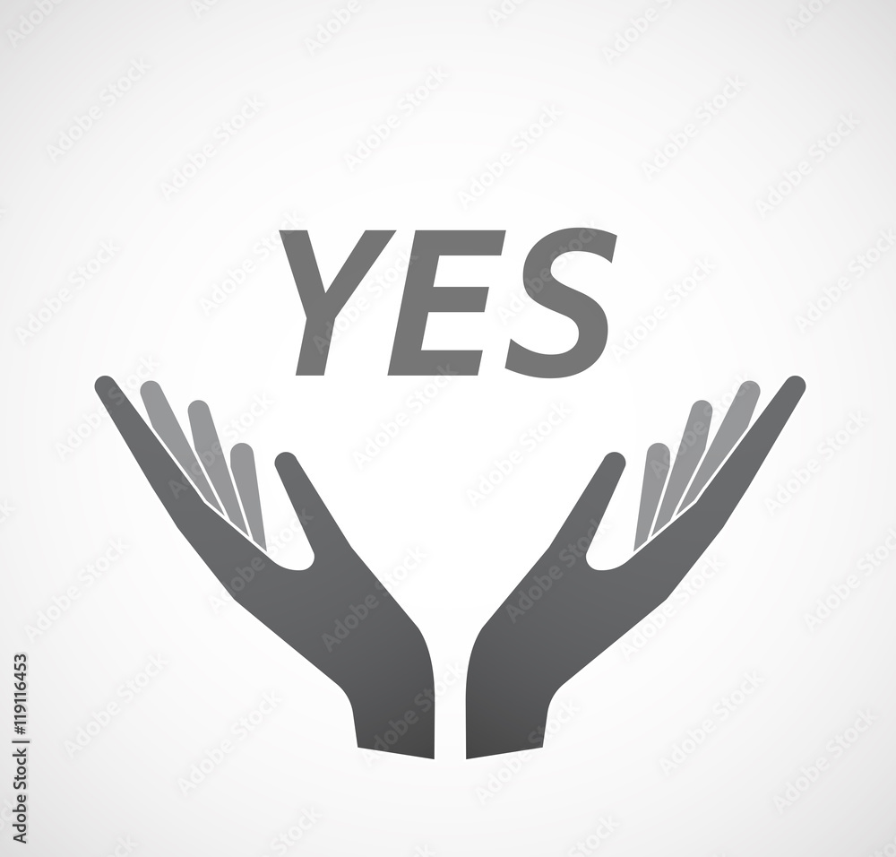 Obraz premium Isolated hands offering icon with the text YES
