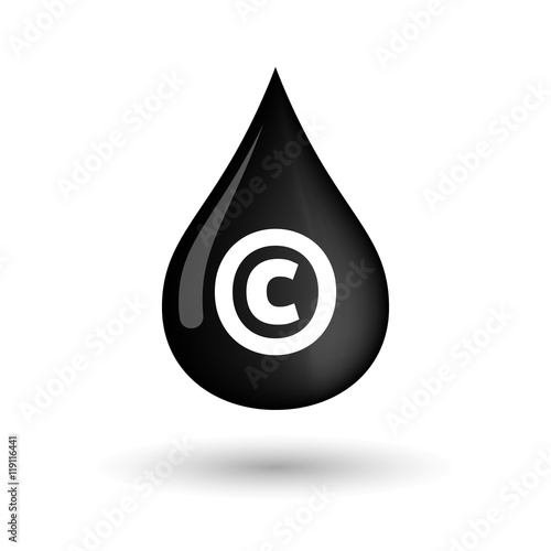 Isolated oil drop icon with    the  copyright sign