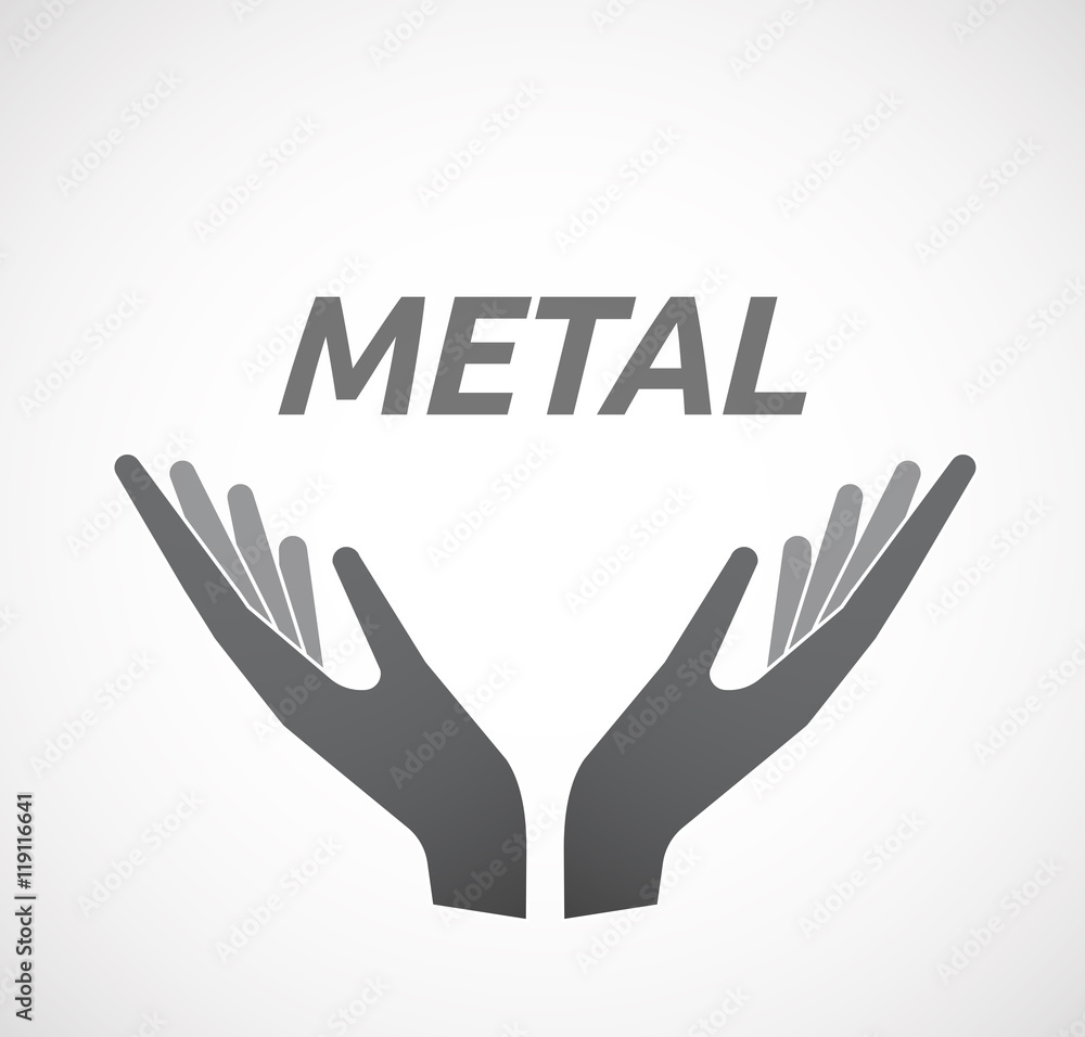 Isolated hands offering icon with the text METAL Isolated hands offering icon with the text METAL