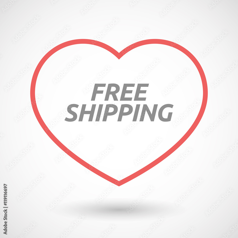 Isolated line art heart icon with the text FREE SHIPPING Isolated line art heart icon with the text FREE SHIPPING
